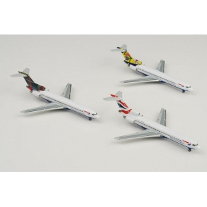 ZESTAW: Boeing 727-200 British - 3 szt - 1:400 GEMINI